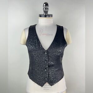 💚 2990. Leopard Jacquard Black Vest